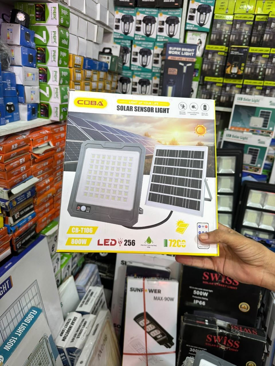 COBA CB-T106 800W Solar Sensor Light – 256 LED Outdoor Flood Light with Remote
