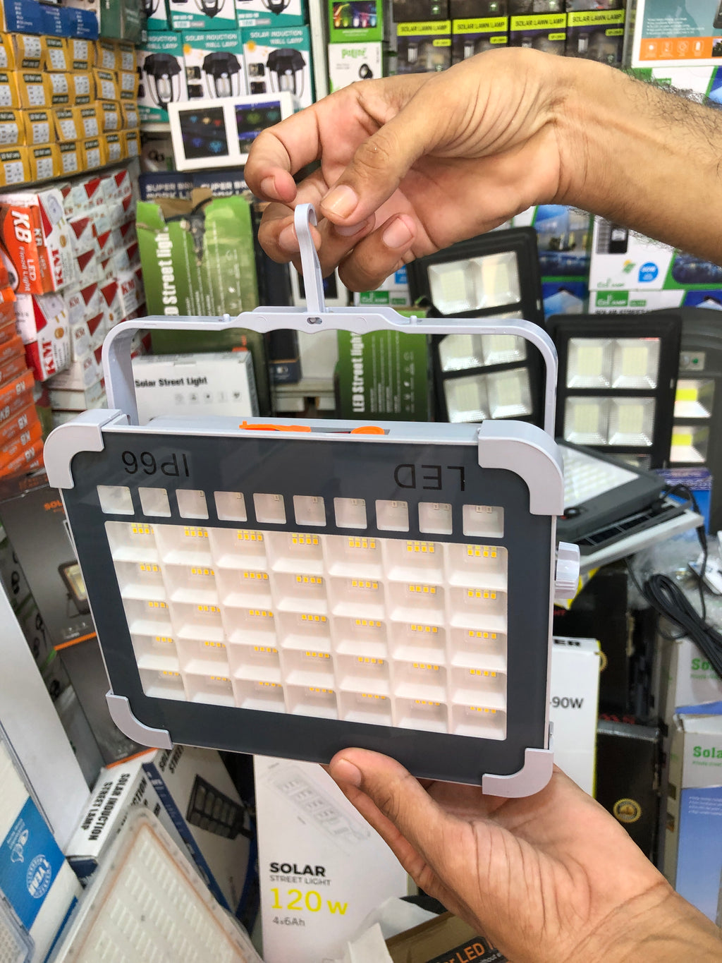 4-Head Solar LED Street Light – IP66 Waterproof Outdoor Solar Lamp