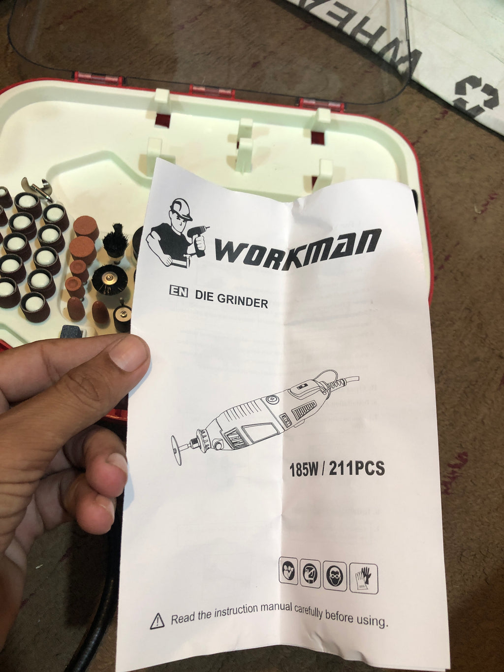 WORKMAN 185W Die Grinder 211-Piece Rotary Tool Kit