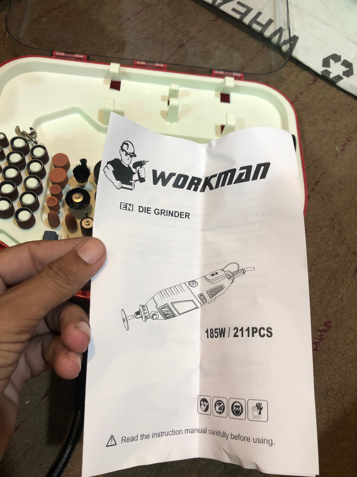 WORKMAN 185W Die Grinder 211-Piece Rotary Tool Kit