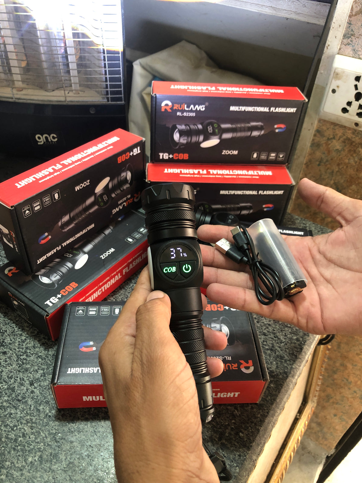 RuiLang TG+COB Multifunctional LED Flashlight with Zoom, Magnet Base & Type-C Charging – RL-S2305
