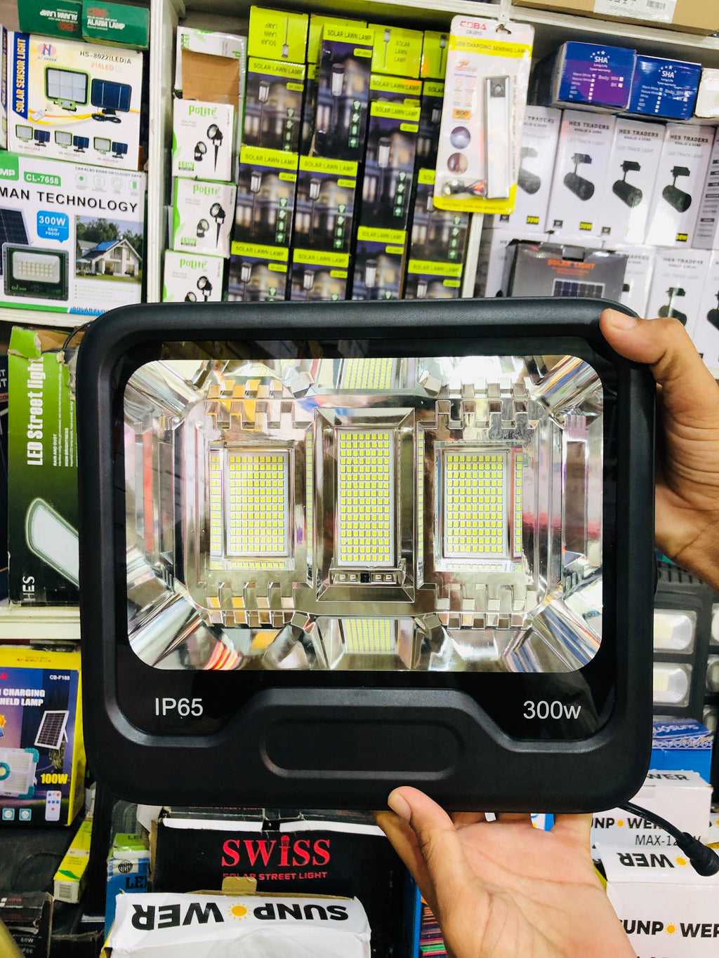 300W LED Solar Flood Light with Solar Panel & Remote Control – Outdoor Rain-Resistant Street Light